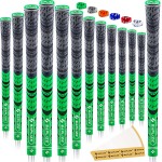 SAPLIZE Cross Cord Golf Grips Set of 13 Grips with Tape or Full Regripping Kit, Std/Mid/Jumbo, Low Taper Design, Multi-compound Hybrid, Anti-Slip Golf Club Grips, CL03 Series, Mid-Size, Green