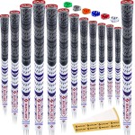 SAPLIZE Cross Cord Golf Grips Set of 13 Grips with Tape or Full Regripping Kit, Std/Mid/Jumbo, Low Taper Design, Multi-compound Hybrid, Anti-Slip Golf Club Grips, CL03 Series, Mid-Size, White