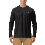 Roadbox Mens UPF 50+ UV Sun Protection Shirts Outdoor Long Sleeve SPF Diving Rash Guard for Fishing Hiking Swimming Black