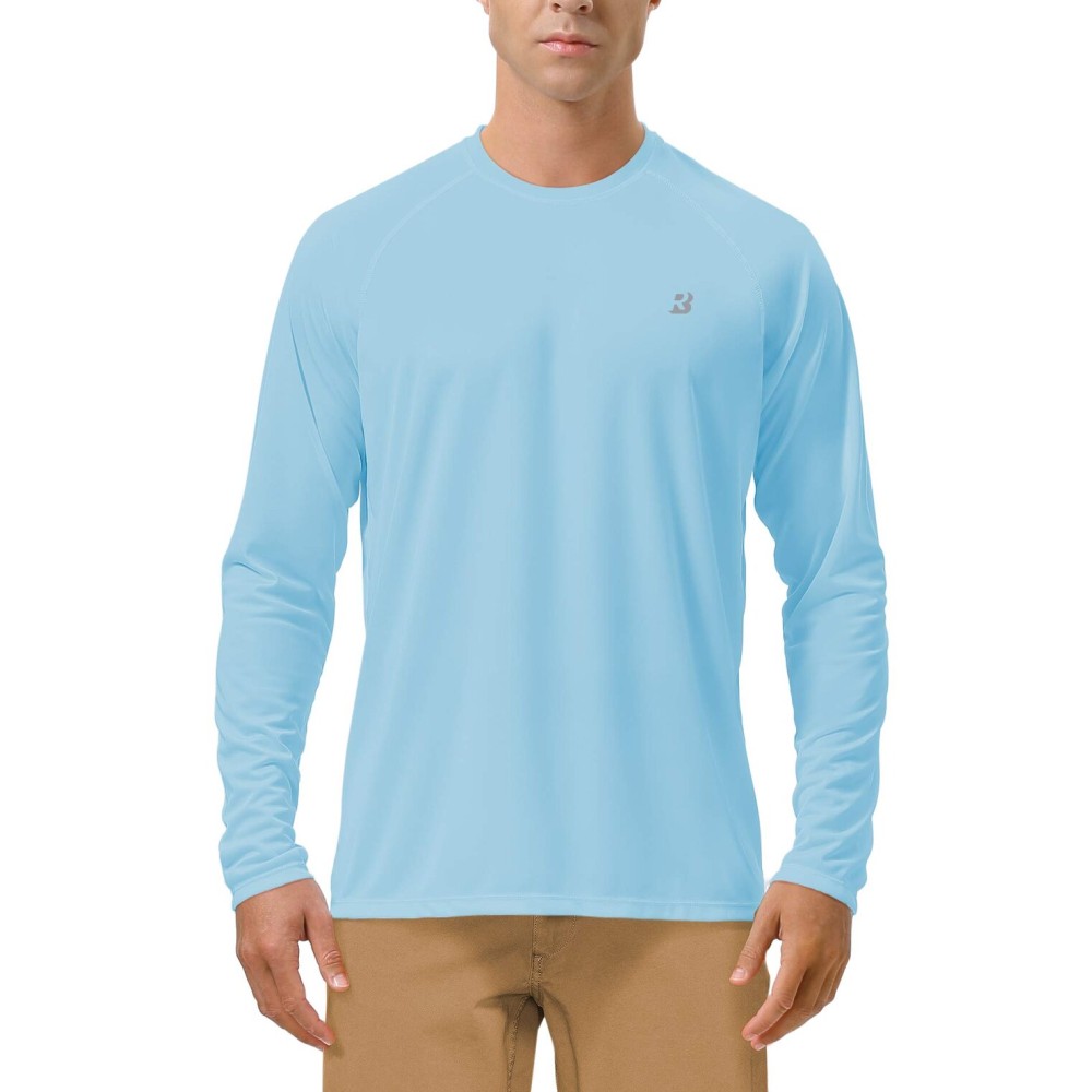 Roadbox Mens UPF 50+ UV Sun Protection Shirts Outdoor Long Sleeve SPF Diving Rash Guard for Fishing Hiking Swimming Blue