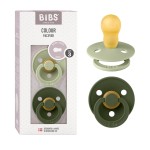 BIBS Pacifiers Colour Collection | Natural Rubber Baby Pacifier | Set of 2 BPA-Free Soothers | Made in Denmark | 6+ Months (Pack of 2) | Sage/Hunter Green