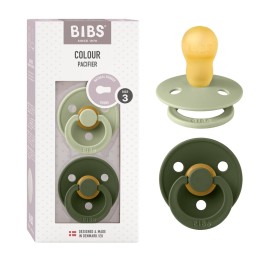 BIBS Pacifiers Colour Collection | Natural Rubber Baby Pacifier | Set of 2 BPA-Free Soothers | Made in Denmark | 6+ Months (Pack of 2) | Sage/Hunter Green