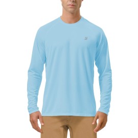 Roadbox Mens UPF 50+ UV Sun Protection Shirts Outdoor Long Sleeve SPF Diving Rash Guard for Fishing Hiking Swimming Blue
