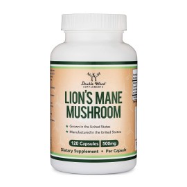 Organic Lions Mane Mushroom Capsules (120 Count), for Focus Support and Immune Health, Third Party Tested and Grown in The USA - by Double Wood