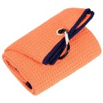 Mile High Life Tri-fold Golf Towel | Premium Microfiber Fabric | Waffle Pattern | with Heavy Duty Carabiner Clip | Golf Towel for Men and Women (Orange)