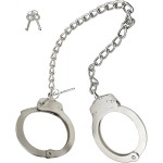 Yoghourds Metal Long Handcuffs - Sturdy Durable Double Lock Steel LegCuffs, Police Professional Heavy Duty Ankle Handcuffs with 2 Keys & Holster (Sliver)