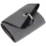 Mile High Life Tri-fold Golf Towel | 16 X 24 | Premium Microfiber Fabric | Waffle Pattern | with Heavy Duty Carabiner Clip | for Men and Women (Dark Gray)