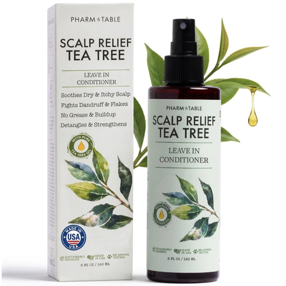 Leave In Conditioner Spray - Tea Tree Scalp Treatment - Anti-Dandruff and Dry & Itchy Scalp Treatment, Hydrating & Medicated Formula for Psoriasis and Scalp Care - Detangles & Nourishes Hair.