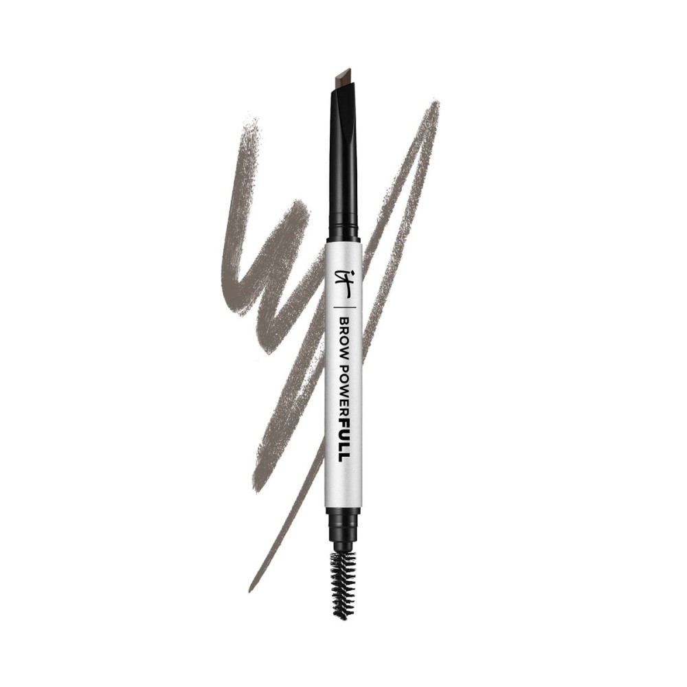 IT Cosmetics Brow PowerFULL Universal Taupe Eyebrow Pencil - with Triangular Tip, Delivers Bold Volume, Precise Shaping, Adapts to All Hair Colors, Budge-Proof Formula, Built-In Spoolie Brush