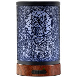 EQUSUPRO Essential Oil Diffuser 150ml Metal Aromatherapy Oil Diffuser Ultrasonic Cool Mist Diffuser with Auto Shut-Off Protection,7 Colors Changed LED for Home Office SPA Yoga (Owl)