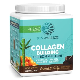 Sunwarrior Vegan Collagen Building Powder Protein Peptide with Biotin Vitamin C Hyaluronic Acid for Hair Skin Nail Dairy Free Gluten Free | Chocolate