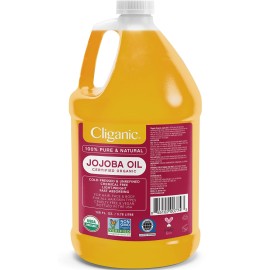 Cliganic Organic Jojoba Oil Bulk, Gallon Size 128oz, 100% Pure - Non-GMO