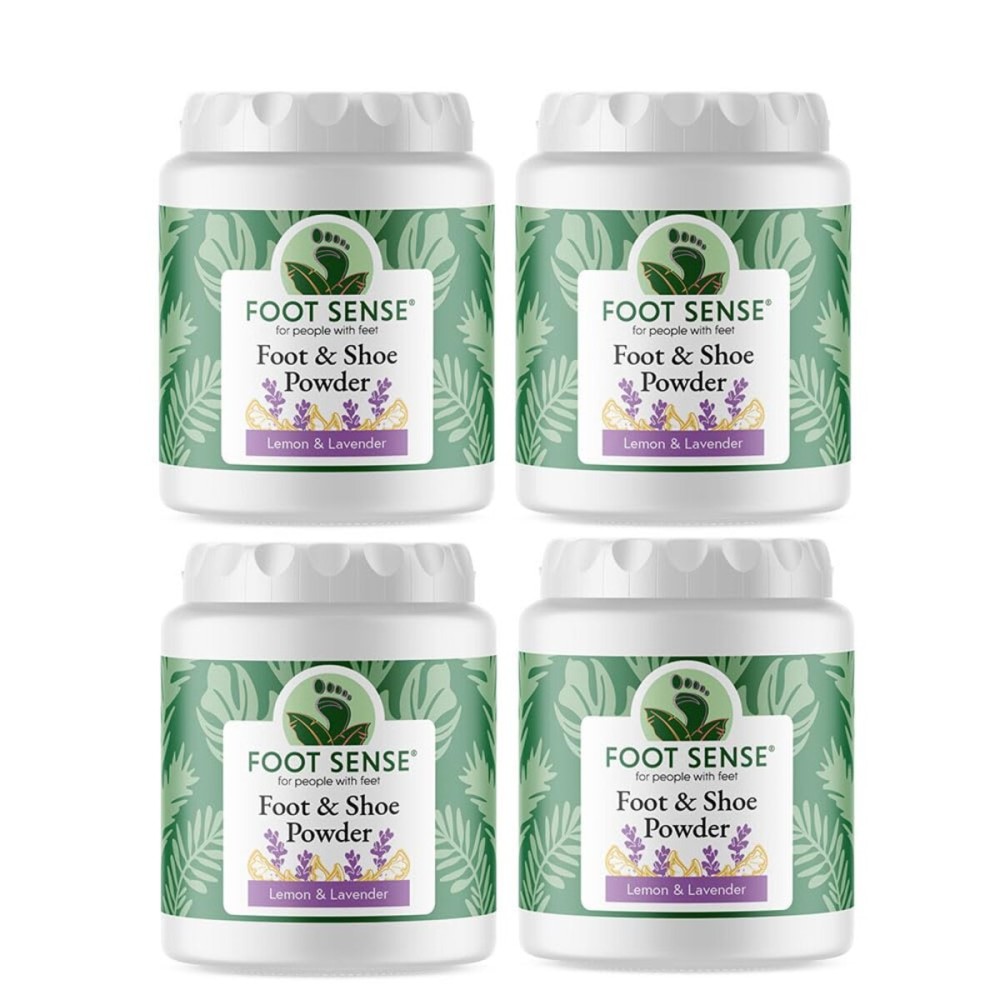 FOOT SENSE All Natural Foot & Shoe Powder, Foot Deodorant, Talc-Free, Odor Eliminator, Disinfects & Deodorizes, Long-Lasting up to 6 Months Safe for Men, Women, Kids, Athletes, 50g (4 Pack)