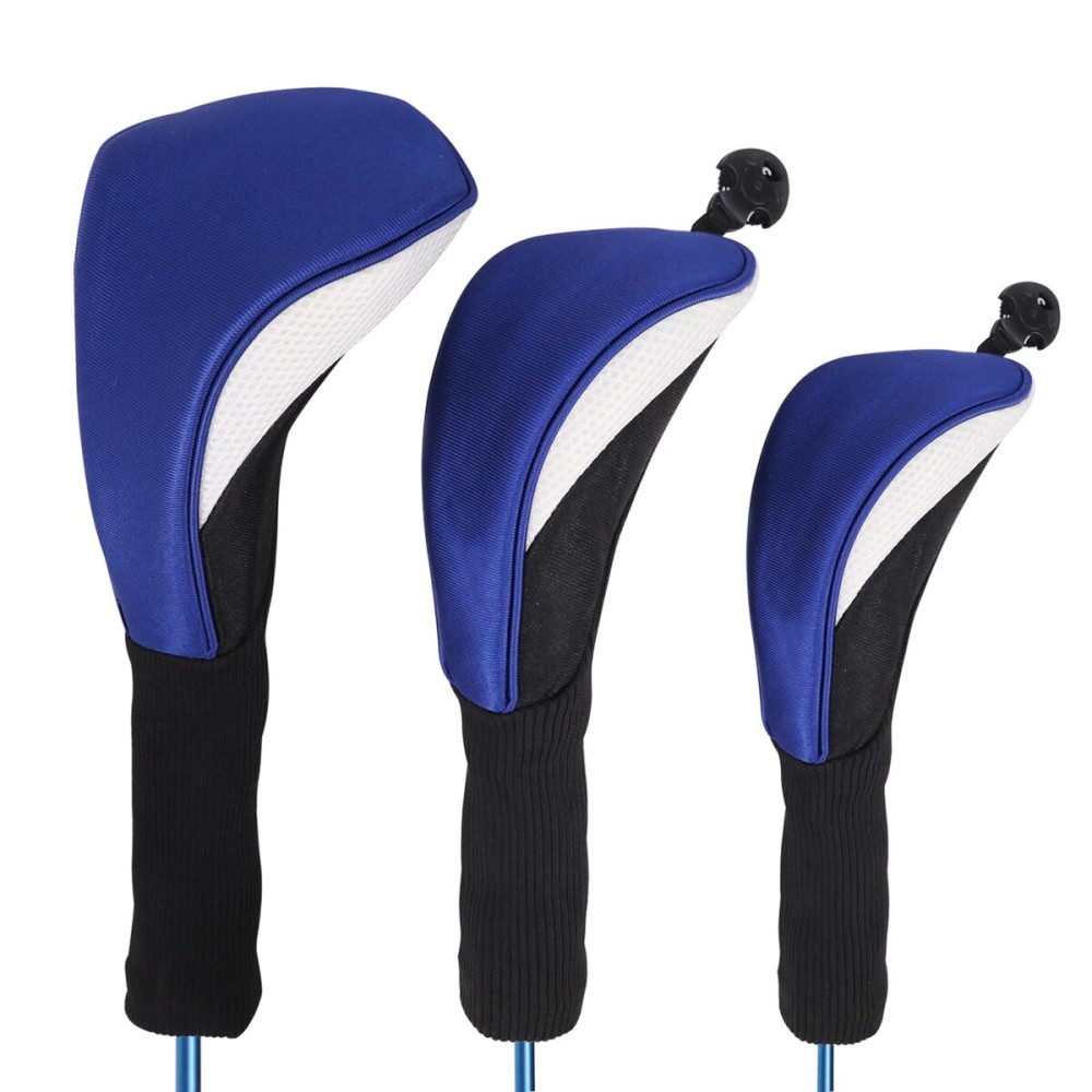 Golf Club Head Cover for Driver Fairway 3 Pcs Woods Headcovers, Golf Accessories Hybrid Head Covers Set with Interchangeable Tags 3 4 5 7 X