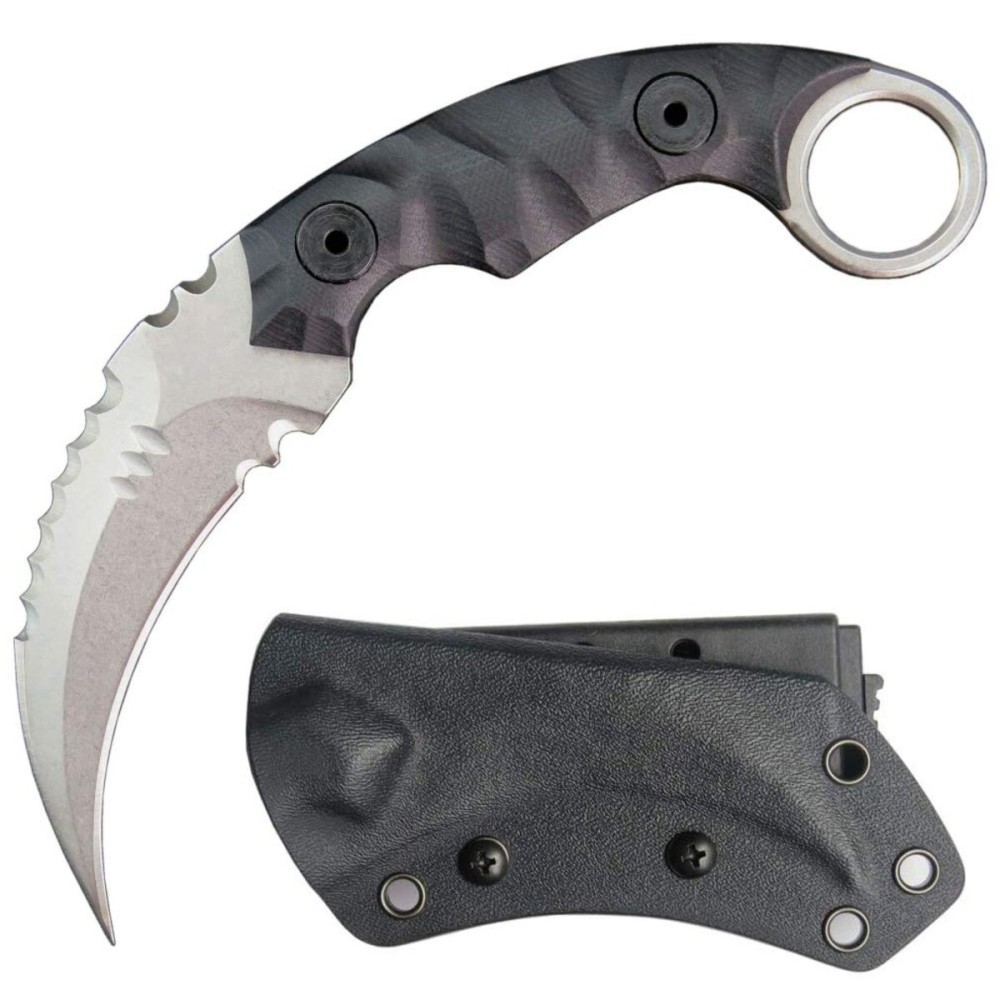 Ccanku C1691 Fixed Blade Knife D2 Steel G10 Handle 4 Inches,Outdoor Survival Claw Teeth Knife,Camping EDC Tools