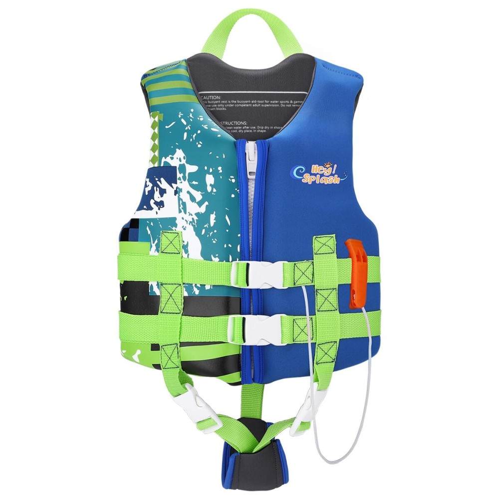 HeySplash Toddler Swim Vest, Kids Floaties Swimming Jacket, Jumper Swimsuit with Adjustable Strap, Float Puddle Vest, Buoyancy Swimwear for Girls and Boys Aged 6-9 Years / 50-80lbs, Indigo