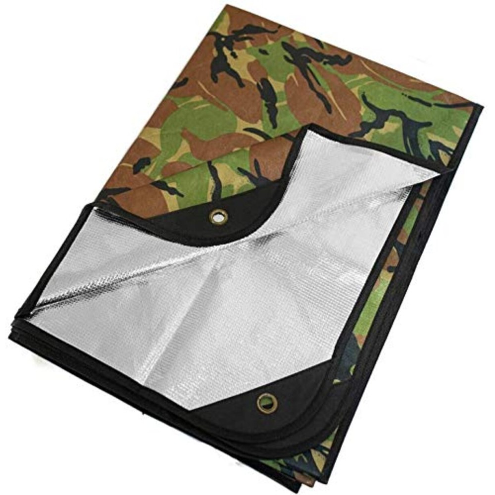 Arcturus Insulated Tarp, Reusable Heavy Duty Thermal Survival Blanket - 60x82in, Reflects 90% Body Heat, Waterproof, Windproof, 3-Layer Design, Reinforced Grommets, Woodland Camo