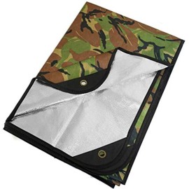 Arcturus Insulated Tarp, Reusable Heavy Duty Thermal Survival Blanket - 60x82in, Reflects 90% Body Heat, Waterproof, Windproof, 3-Layer Design, Reinforced Grommets, Woodland Camo