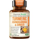Ashwagandha Organic Turmeric Curcumin Supplement with Ginger Root & Black Pepper - Joint Health, Energy & Immune Support - Antioxidant Blend with 95% Curcuminoids - 60 Capsules