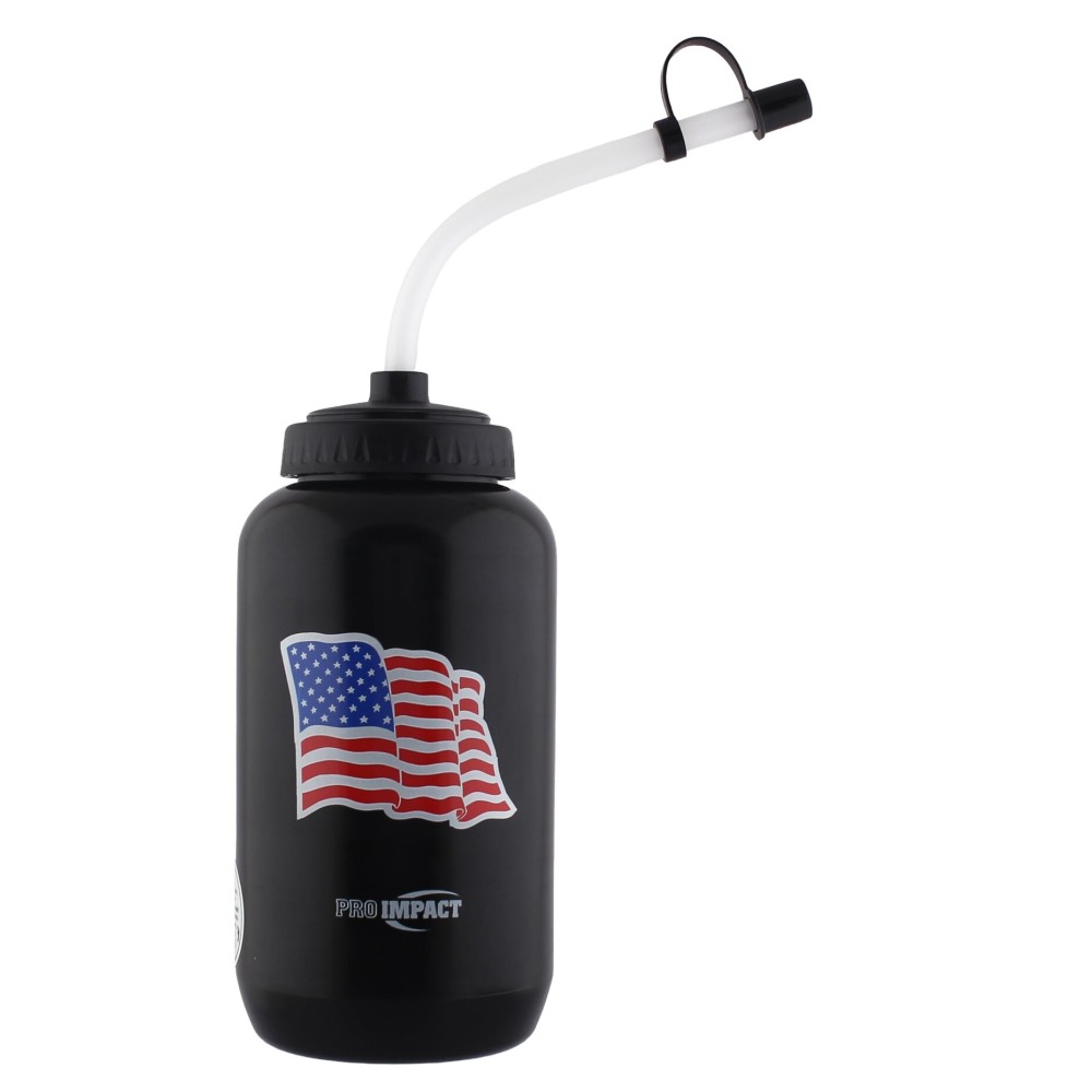 Pro Impact Squeezable Water Bottle Bendable Long Straw - LDPE BPA Free Plastic - Hydration for Baseball Hockey Gym MMA Yoga Boxing Cycling Softball Football Lacrosse (35.5 Oz.)