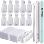 Teenitor gel nail remover kit with10pcs Gel Clip Remover, Brush for Nails, Nail Files 100/180, Buffer Block 400/4000, Stainless SteelCuticle Peeler and 115pcs Lint Free Cotton Pads Nail Wipe Clear