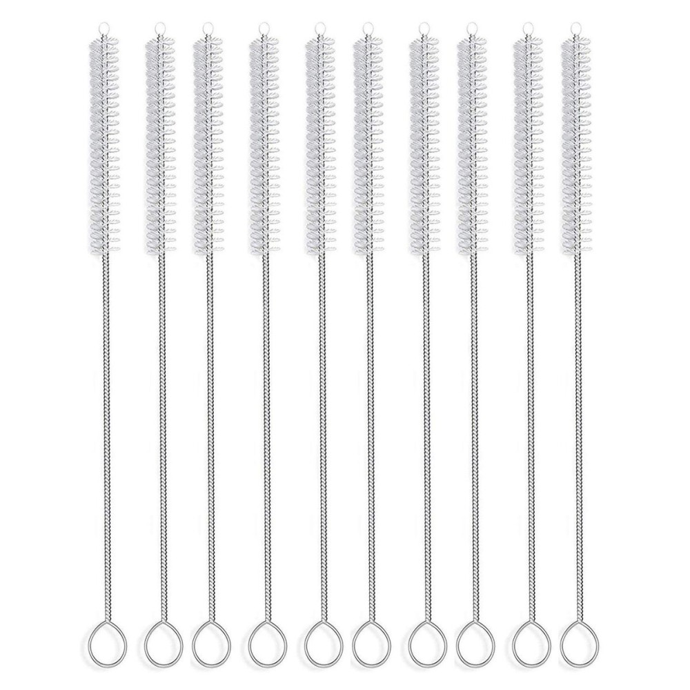 Long Straw Brush, Nylon Flexible,Reusable Pipe Tube Cleaner 12-ihch X 2/5-inch Set of 10