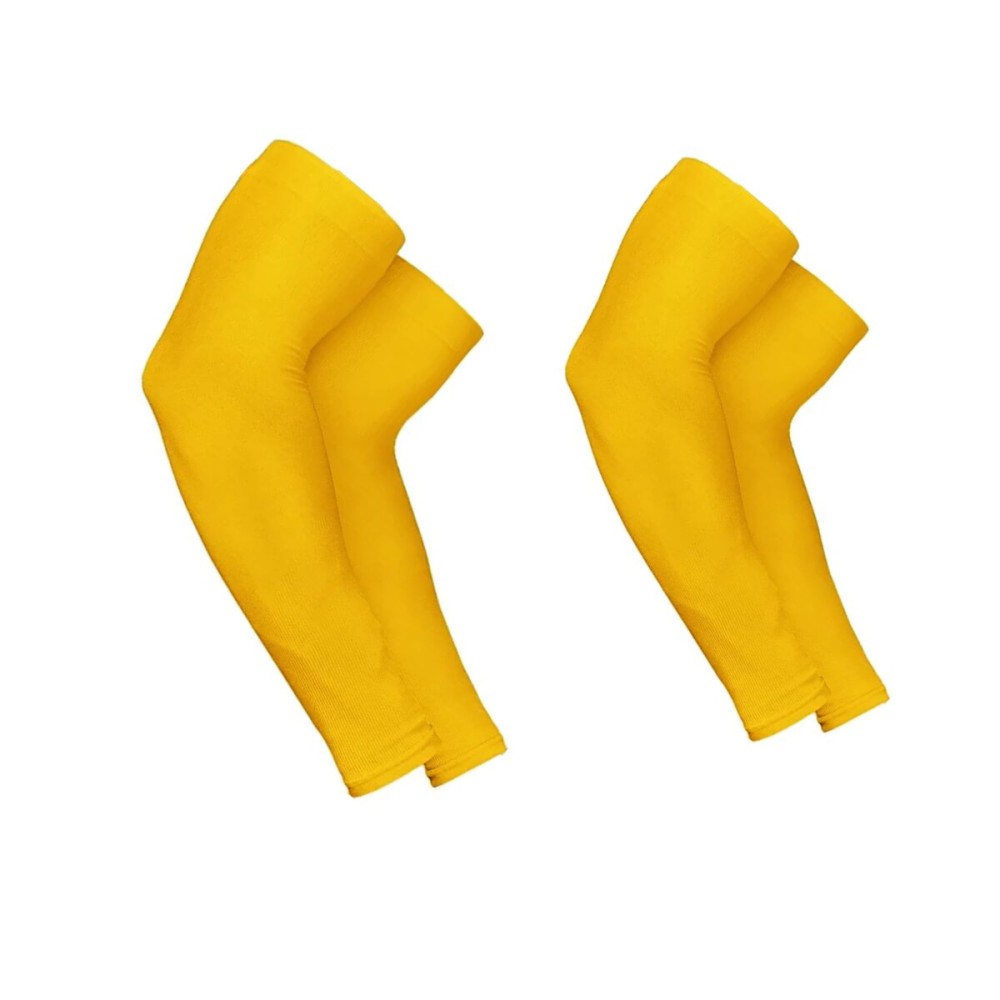 KUHNMARVIN Women Compression Arm Sleeves for men to Cover Arms Tattoo Cover-Up Volleyball Sleeve Softball Pickleball Lemon Yellow