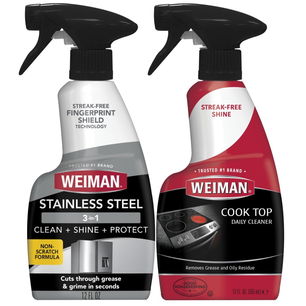 Weiman Stainless Steel Cleaner & Cooktop Daily Cleaner - 12 Ounce - Kitchen Appliance Cleaner Kit