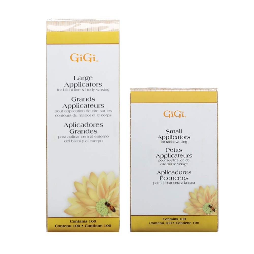 GiGi Wax Sticks for Hair Removal - Large & Small Wax Applicator Sticks, Wooden Waxing Stick for Face, Eyebrow, & Body Waxing, 100 ct, Pack of 2