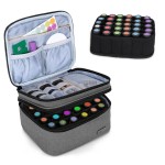 LUXJA Essential Oil Carrying Case - Holds 30 Bottles (5ml-30ml, Also Fits for Roller Bottles), Double-Layer Organizer for Essential Oil and Accessories, Gray (Bag Only)