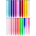 TOFAFA 22 Pcs Colored Hair Extensions, Multi-colors Party Highlights Clip in Synthetic Hair Extensions 22 inch Rainbow Hairpieces for Girls Women Kids Christmas Cosplay Party Favor Gift(Colorful Set)