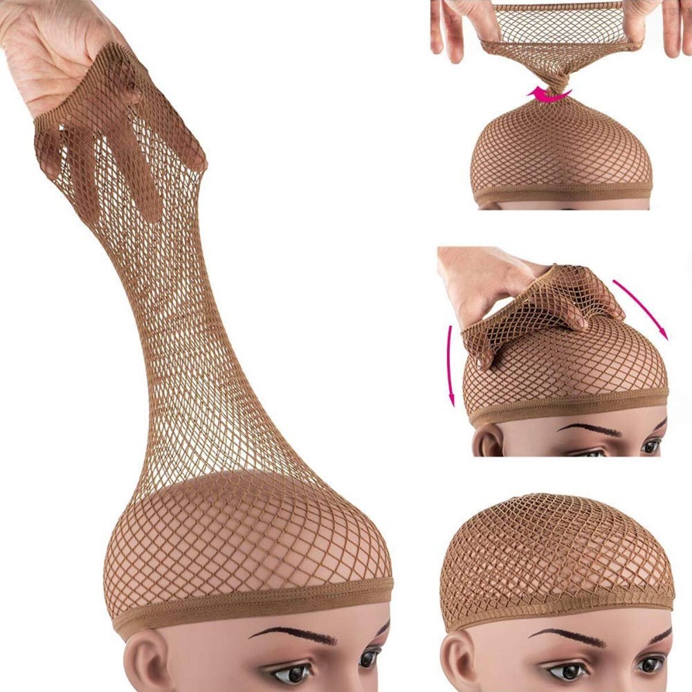 Dreamlover Hair Net for Wig, Brown Mesh Wig Cap for Long Hair, 2 Pieces