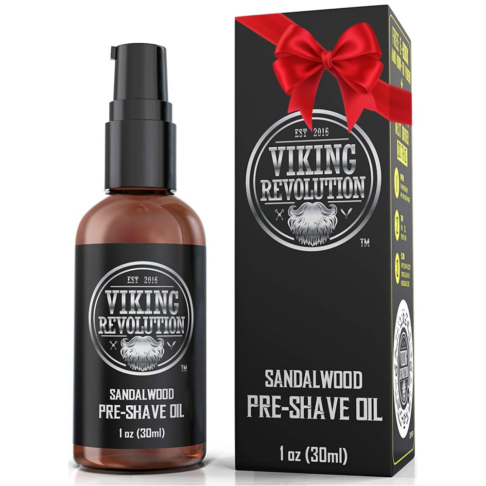 Viking Revolution Sandalwood Pre-Shave Oil for Men - Smooth, Irritation-Free Shave, 1 Fl Oz - All Skin Types