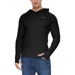 baleaf Men\'s UV SPF Hoodie Shirt UPF 50+ Sun Protection Long Sleeve T-Shirts Rash Guard Fishing Swimming Lightweight Black S