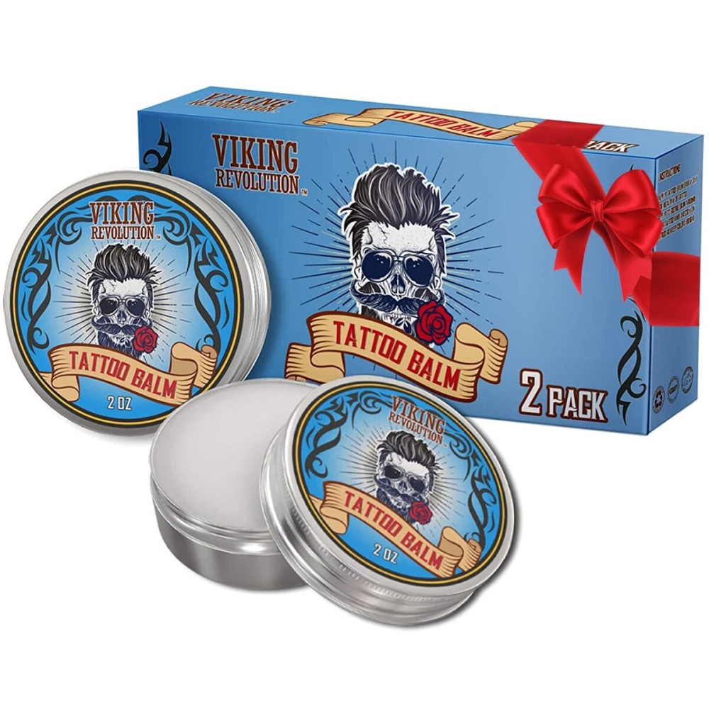 Viking Revolution Tattoo Care Balm for Before, During & Post Tattoo - Safe, Natural Tattoo Aftercare Cream - Moisturizing Lotion to Promote Skin Moisture (2oz, 2 Pack)