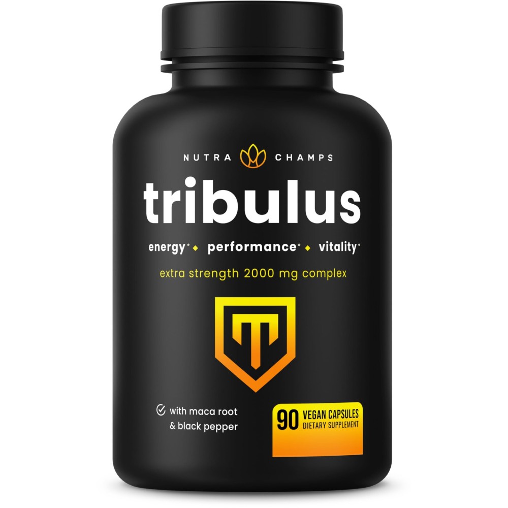 NutraChamps Tribulus Terrestris for Men, 2000mg Supplement Booster for Energy, Vitality, Stamina & Performance, Extra Strength Saponins, 90 Vegan Capsules