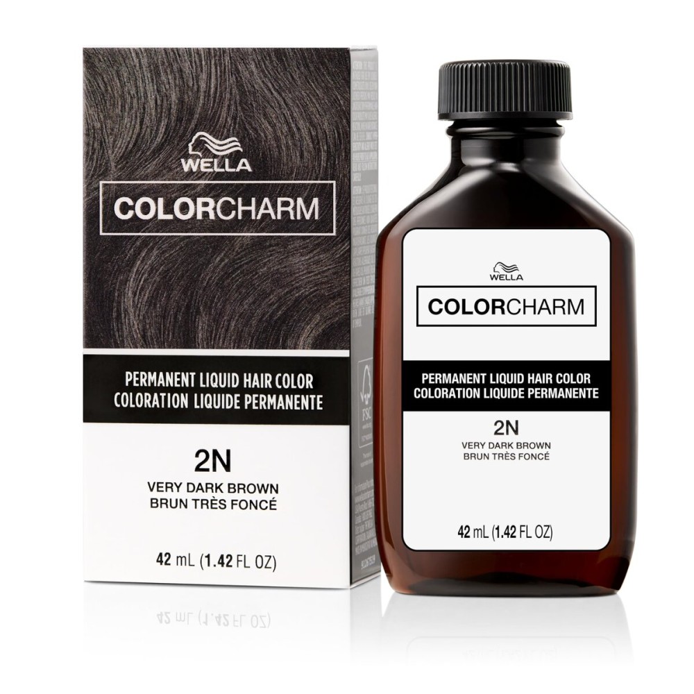 COLORCHARM Permanent Liquid Hair Color for Gray Coverage| 2N Very Dark Brown| 1.4 Fl Oz