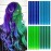 24 Packs Colored Hair Extensions 20Inch Straight Multi-Colors Party Highlights Clip In Hair Extension Synthetic Rainbow Hairpieces for Girls Kids Gift(Blue, Dark Blue, Green, Grass Green)