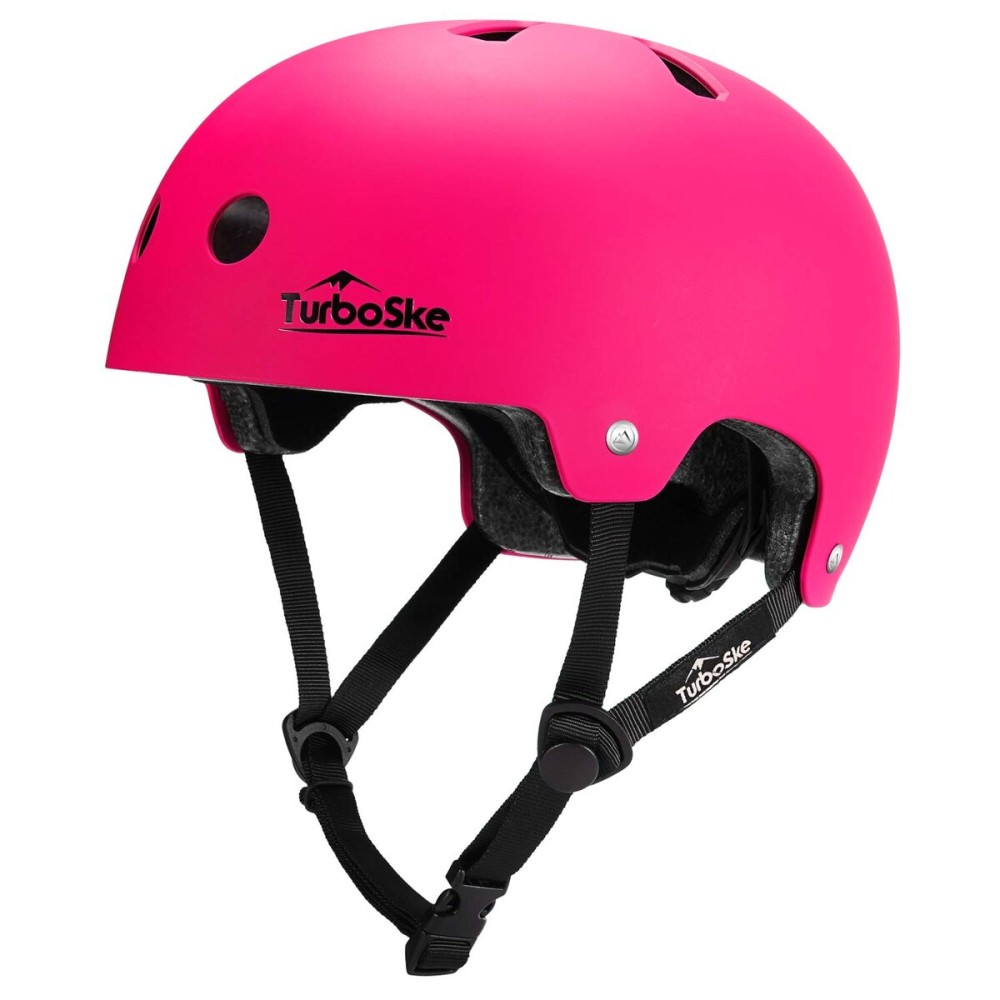 TurboSke Skateboard Helmet, BMX Helmet, Multi-Sport Helmet, Bike Helmet for Kids, Youth, Men, Women (Pink, L/XL (22.8-24))