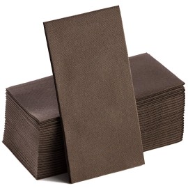 Brown Napkins | Linen Feel Guest Disposable Cloth Like Paper Dinner Napkins | Hand Towels | Soft, Absorbent, Paper Hand Napkins for Kitchen, Bathroom, Parties, Weddings, Dinners Or Events | 50 Pack