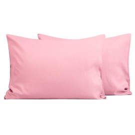 FLXXIE 2 Pack Microfiber Toddler Pillowcases, 14x20 Inches Fits Baby Pillow Sized 12x16, 13x18 or 14x20, Soft and Cozy Small Travel Pillow Covers with Envelope Closure, Pink