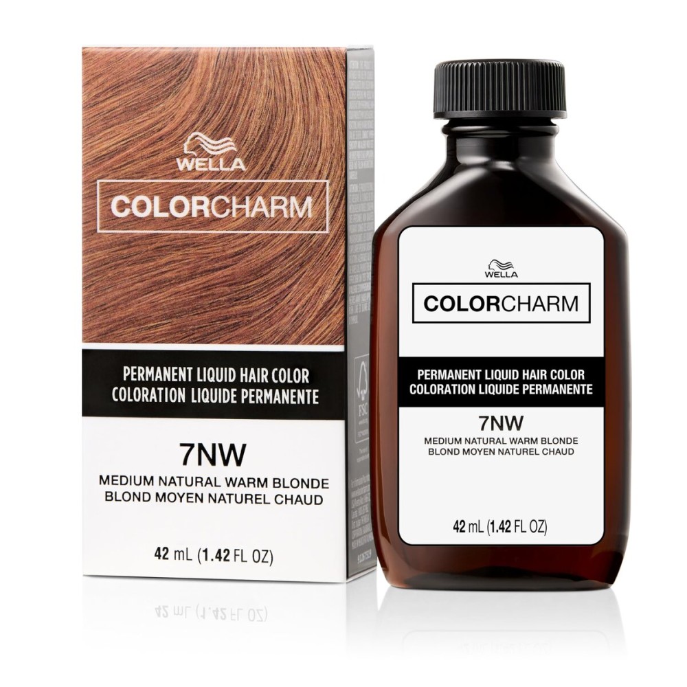 COLORCHARM Permanent Liquid Hair Color for Gray Coverage| 7NW Med Natural Warm Blonde | 1.4 Fl Oz