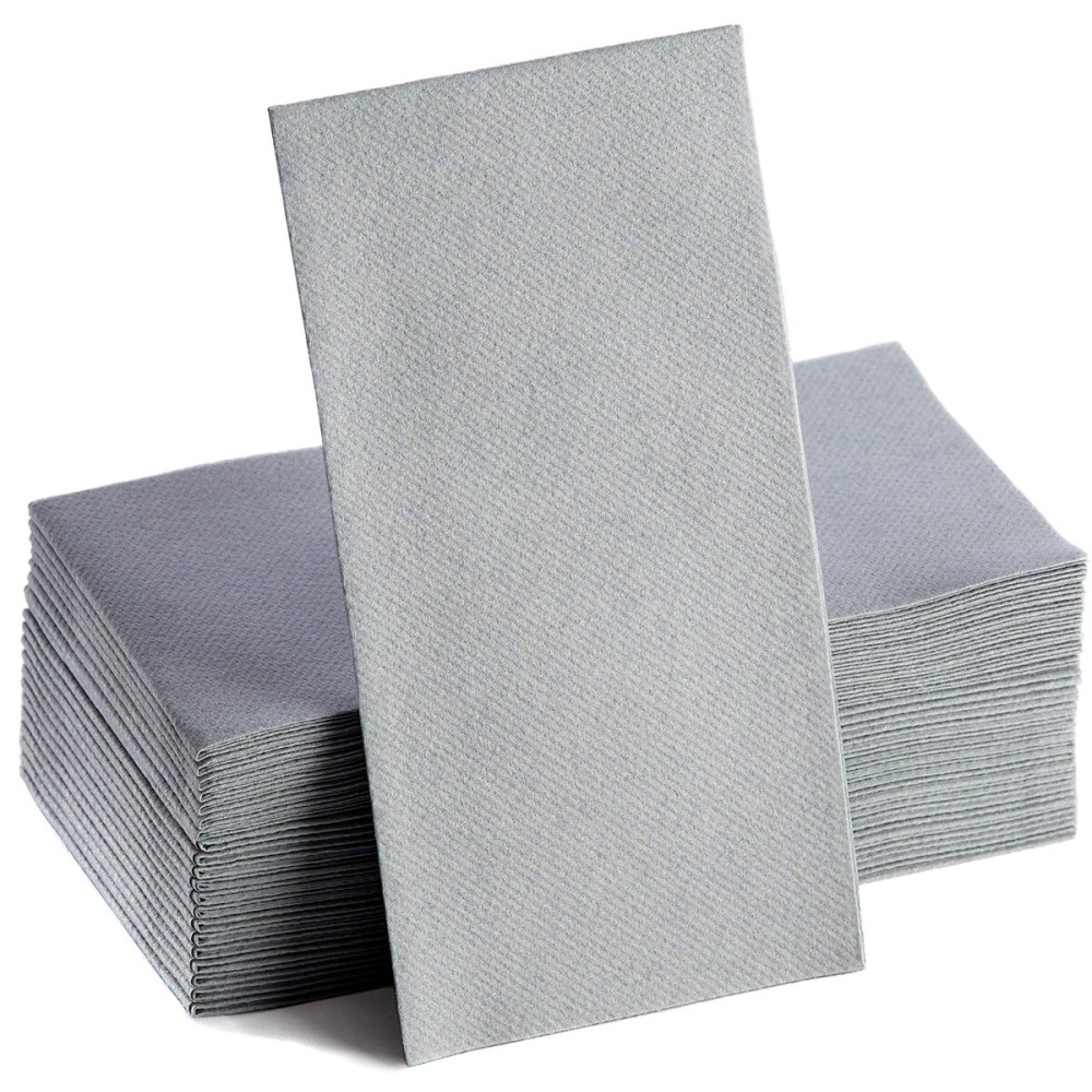 Gray Napkins | Linen Feel Guest Disposable Cloth Like Paper Lunch Napkin | Hand Towels | Soft, Absorbent, Paper Hand Napkins for Kitchen, Bathroom, Parties, Weddings, Dinners Or Events | 50 Pack
