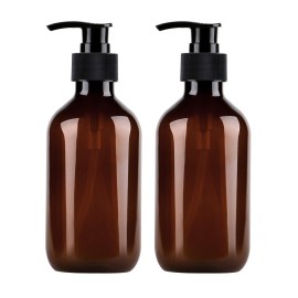 Plastic Soap Dispenser, Yebeauty Pump Bottle 10oz/300ml Empty Refillable Lotion Pump Dispenser Shampoo Bottles Containers with Pump Multipurpose for Cosmetic Kitchen Bathroom, 2-Pack Brown