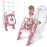 GrowthPic Pink Toddler Potty Training Seat with Step Stool - Foldable Toilet Trainer for Girls with Soft Cushion & Splash Guard, Adjustable Ladder Fits Standard & Elongated Toilets
