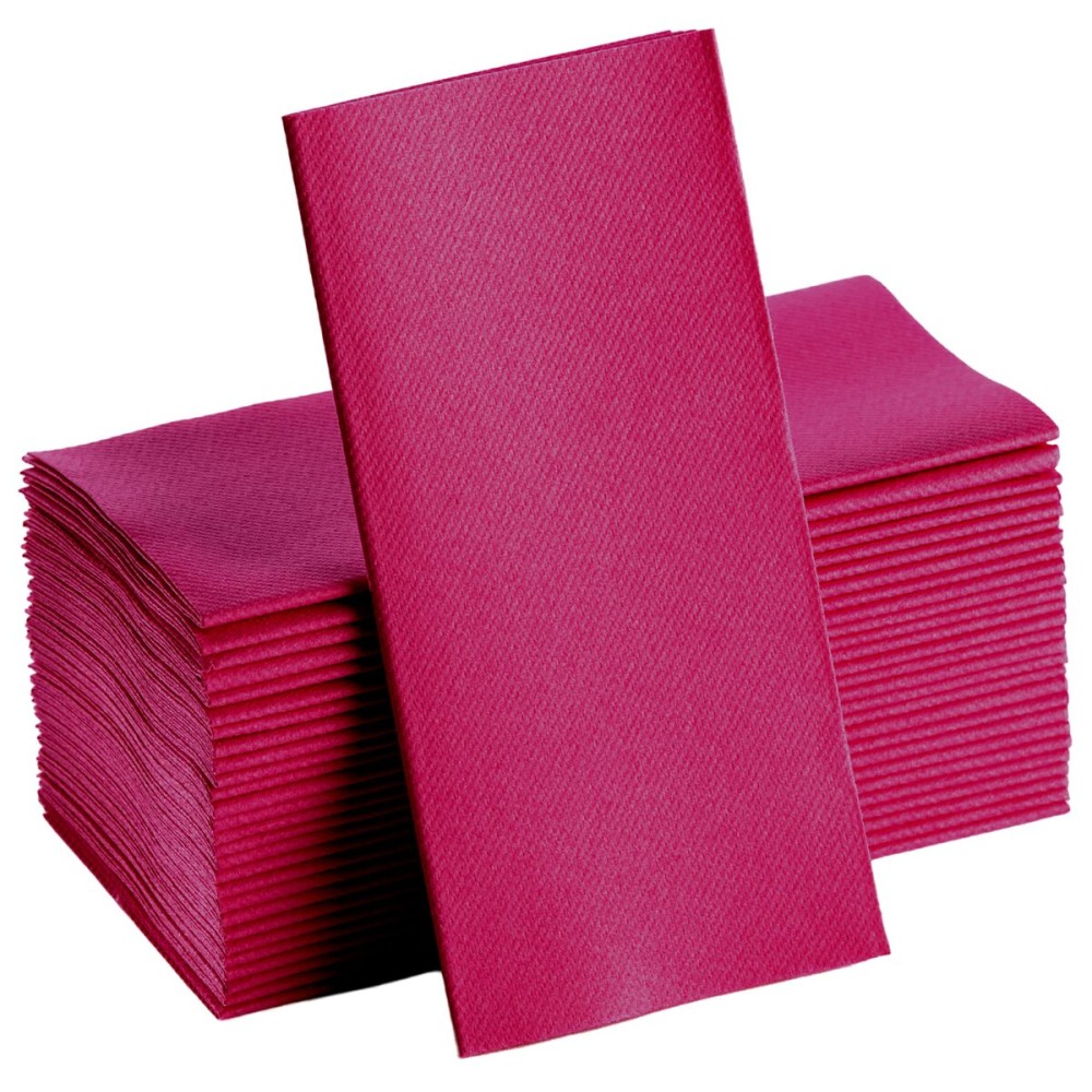 Fuchsia Napkins | Linen Feel Guest Disposable Cloth Like Paper Lunch Napkins | Hand Towels | Soft, Absorbent, Paper Hand Napkins for Kitchen, Bathroom, Parties, Weddings, Dinners Or Events | 50 Pack