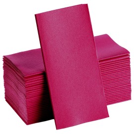 Fuchsia Napkins | Linen Feel Guest Disposable Cloth Like Paper Lunch Napkins | Hand Towels | Soft, Absorbent, Paper Hand Napkins for Kitchen, Bathroom, Parties, Weddings, Dinners Or Events | 50 Pack