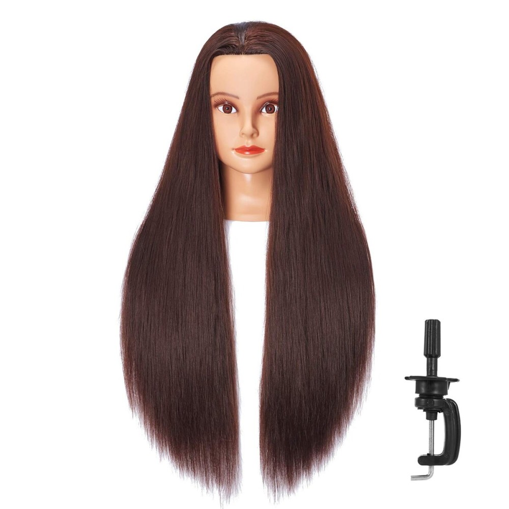 Hairlink 26-28\'\' Mannequin Head Synthetic Fiber Hair Styling Training Head Dolls for Cosmetology Manikin Maniquins Practice Head with Stand (6611LB0420)