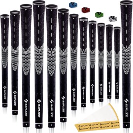 SAPLIZE Golf Grips Set of 13, Bundle with Tape or Full Regripping Kit, Jumbo / Mid / Standard / Undersize, Women / Men Anti-slip Rubber Golf Club Grips, CC01 Series