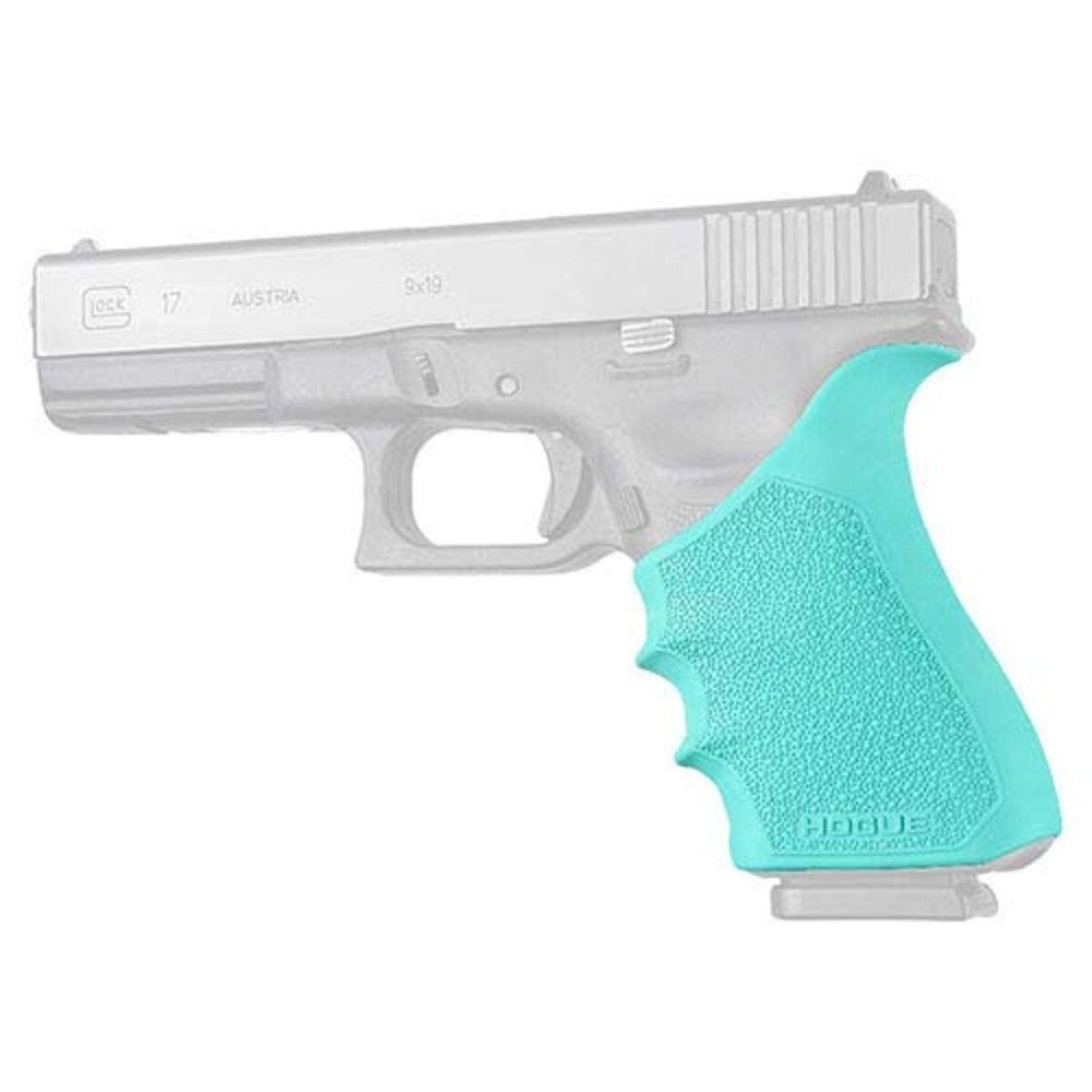 Hogue HandAll Beavertail Rubber Grip Sleeve for Glock 17, 18, 20, 21, 22, 24, 31, 34, 35, 37, 40, 41 (Gen 3 & 4), Aqua - 17034